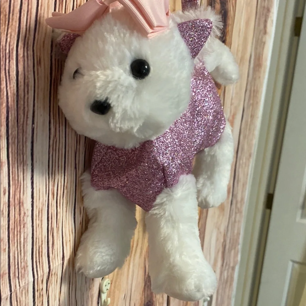 Pink Glitter Kids Stuffed Kitty Cat Zippered Plush Bling Purse